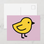ピンクの背景に黄色いひよこ ポストカード (正面/裏面)