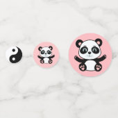 ピンクの背景のかわいいパンダ コンフェッティ (裏面)