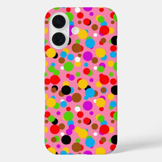 ピンクの背景のカラフル水玉模様 Case-Mate iPhoneケース (裏面)