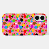 ピンクの背景のカラフル水玉模様 Case-Mate iPhoneケース (裏面 (横))
