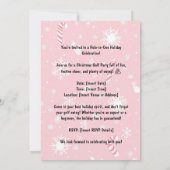 ピンクの背景のゴルフサンタクロースゴルファー 招待状 (裏面)