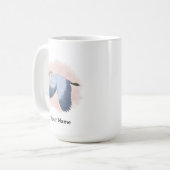 ピンクの背景のサギの名入れデザイン コーヒーマグカップ (正面左)