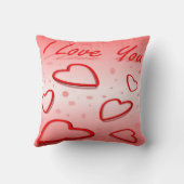 ピンクの背景のハートが大好き クッション (裏面)