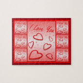 ピンクの背景のハートが大好き ジグソーパズル (横)