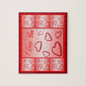 ピンクの背景のハートが大好き ジグソーパズル (縦)