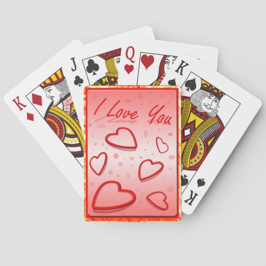 ピンクの背景のハートが大好き トランプ (裏面)