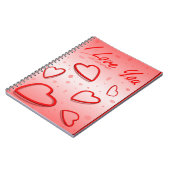ピンクの背景のハートが大好き ノートブック (左側)