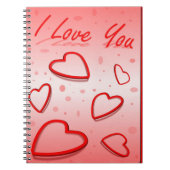 ピンクの背景のハートが大好き ノートブック (正面)