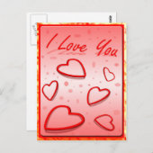 ピンクの背景のハートが大好き ポストカード (正面/裏面)