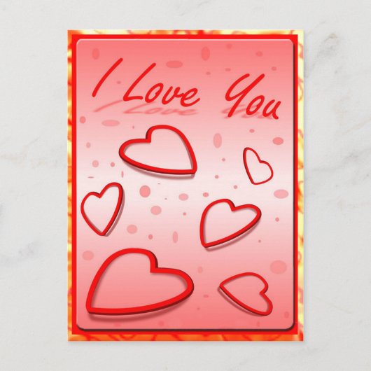 ピンクの背景のハートが大好き ポストカード (正面)