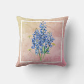 ピンクの背景のブルーボンネット クッション (裏面)