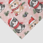 ピンクの背景の可愛いクリスマスキティンズ 薄葉紙 (詳細)