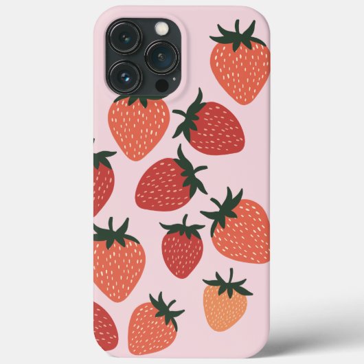 ピンクの背景の新鮮なイチゴ Case-Mate iPhoneケース (裏面)