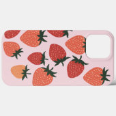 ピンクの背景の新鮮なイチゴ Case-Mate iPhoneケース (裏面 (横))