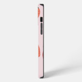 ピンクの背景の新鮮なイチゴ iPhoneケース (左側面)