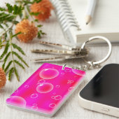 ピンクの背景の泡 キーホルダー (正面右)