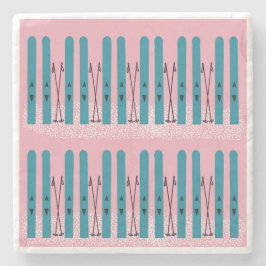 ピンクの背景の石コースターのブルースキー ストーンコースター