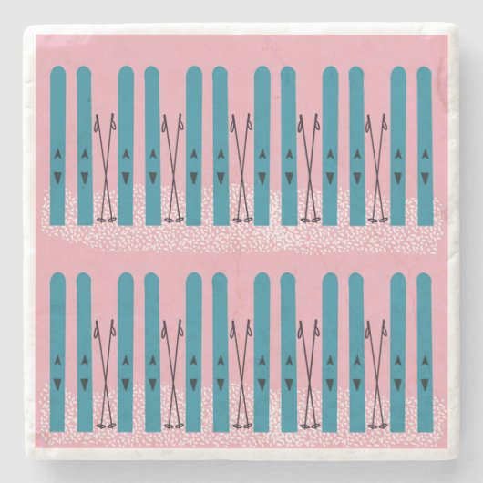 ピンクの背景の石コースターのブルースキー ストーンコースター (正面)