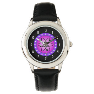 ピンクの背景の科学シンボル 腕時計