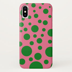 ピンクの背景の緑の円との場合に電話をかけて下さい iPhone X ケース