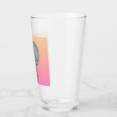 ピンクの背景の青い花 タンブラーグラス (左)