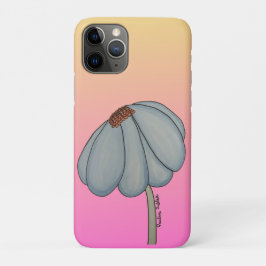 ピンクの背景の青い花 iPhone 11 PROケース