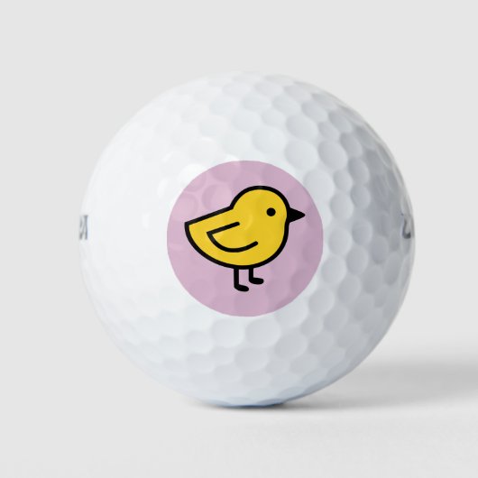 ピンクの背景の黄色いひよこ ゴルフボール (正面)