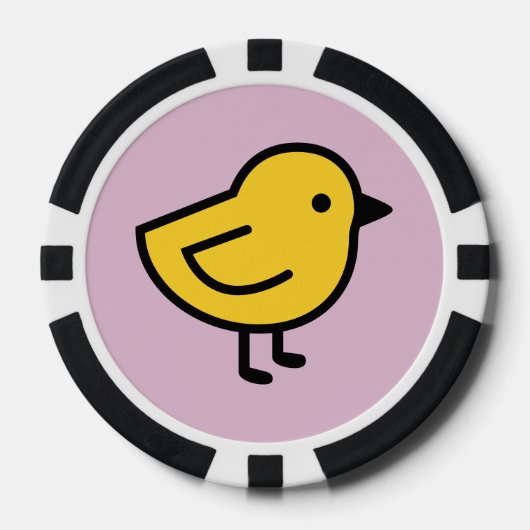 ピンクの背景の黄色いひよこ ポーカーチップ (正面)