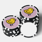 ピンクの背景の黄色いひよこ ポーカーチップ (積み重ね)