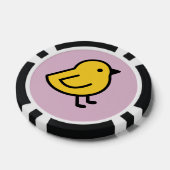 ピンクの背景の黄色いひよこ ポーカーチップ (シングル)