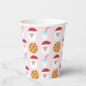 ピンクの背景を持つサンタミルクとクッキー 紙コップ (裏面)