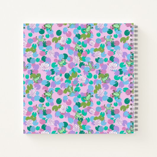 ピンクの背景を持つ可愛いカエルのアートノート ノートブック (裏面)