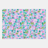 ピンクの背景を持つ可愛いカエルのアートラッピング紙 ラッピングペーパーシート (正面3)