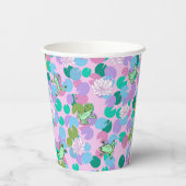 ピンクの背景を持つ可愛いカエル紙カップ 紙コップ (裏面)