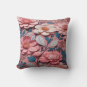 ピンクの背景を持つ花の模様 クッション (正面)