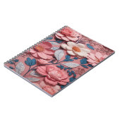 ピンクの背景を持つ花の模様 ノートブック (左側)