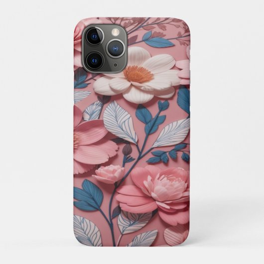 ピンクの背景を持つ花の模様 Case-Mate iPhoneケース (裏)