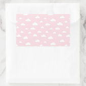 ピンクの背景パターンの白い漫画の雲 長方形シール (バッグ)