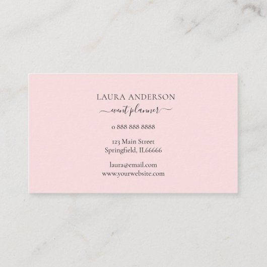 ピンクの背景ビジネスのソフトウォーターのカラーフローラ 名刺 (裏面)