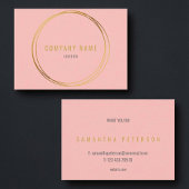ピンクの背景、金ゴールドエフェクトリング、プロフェッショナル 名刺