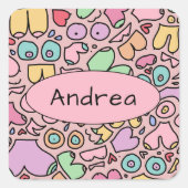 ピンクの胸が人気のユーモア満載のパターン スクエアシール (正面)