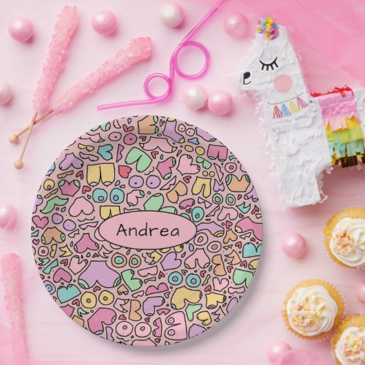 ピンクの胸のパタ人気があるーン ペーパープレート (パーティー)