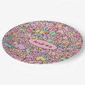 ピンクの胸のパタ人気があるーン ペーパープレート (アングル)