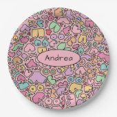 ピンクの胸のパタ人気があるーン ペーパープレート (正面)