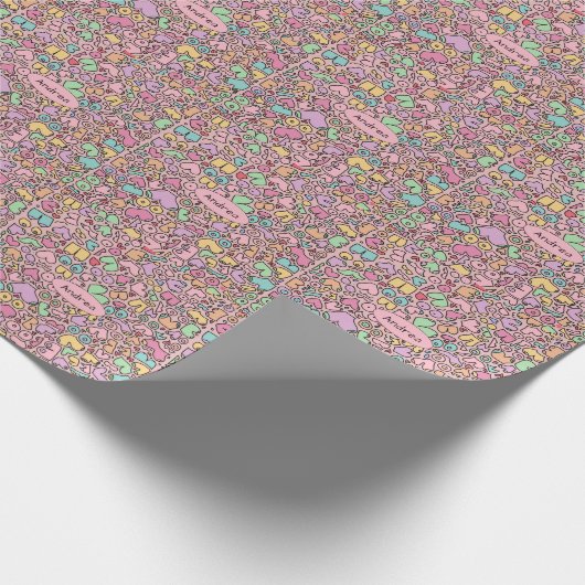 ピンクの胸のパタ人気があるーン ラッピングペーパー (角)