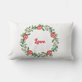 ピンクの腰部フローラ枕とプリント – 愛 ランバークッション