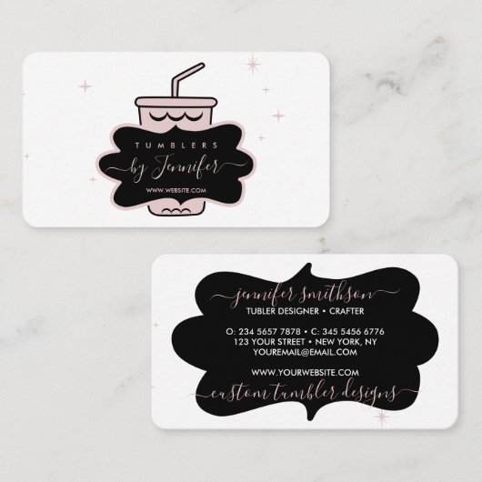 ピンクの自家製マグタンブラー 名刺 (正面/裏面)