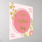 ピンクの自然な幸せな母の日 箔ポスター (レイダウン)