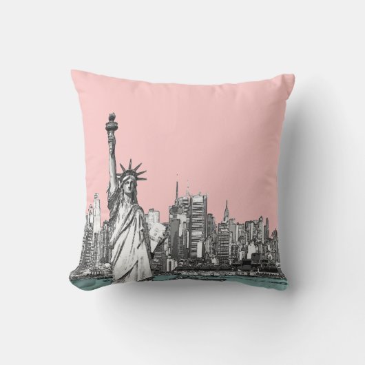 ピンクの自由の女神ニューヨーク装飾用クッション クッション (正面)