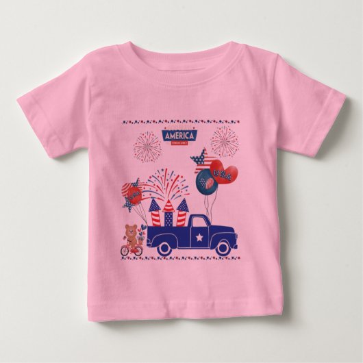 ピンクの自由の花火の夢 ベビーTシャツ (正面)